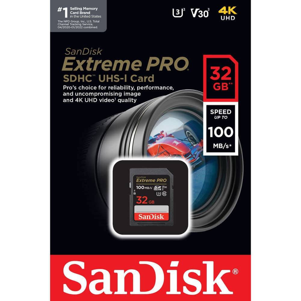 SanDisk Extreme PRO SDHC 100MB sec UHSI U3 V30 32GB memory card